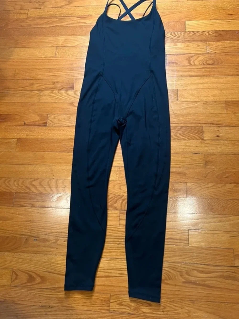 Black One-Piece Strappy Active Jumpsuit